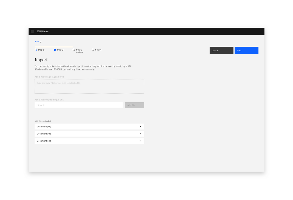 Example of files loaded in the import dialog